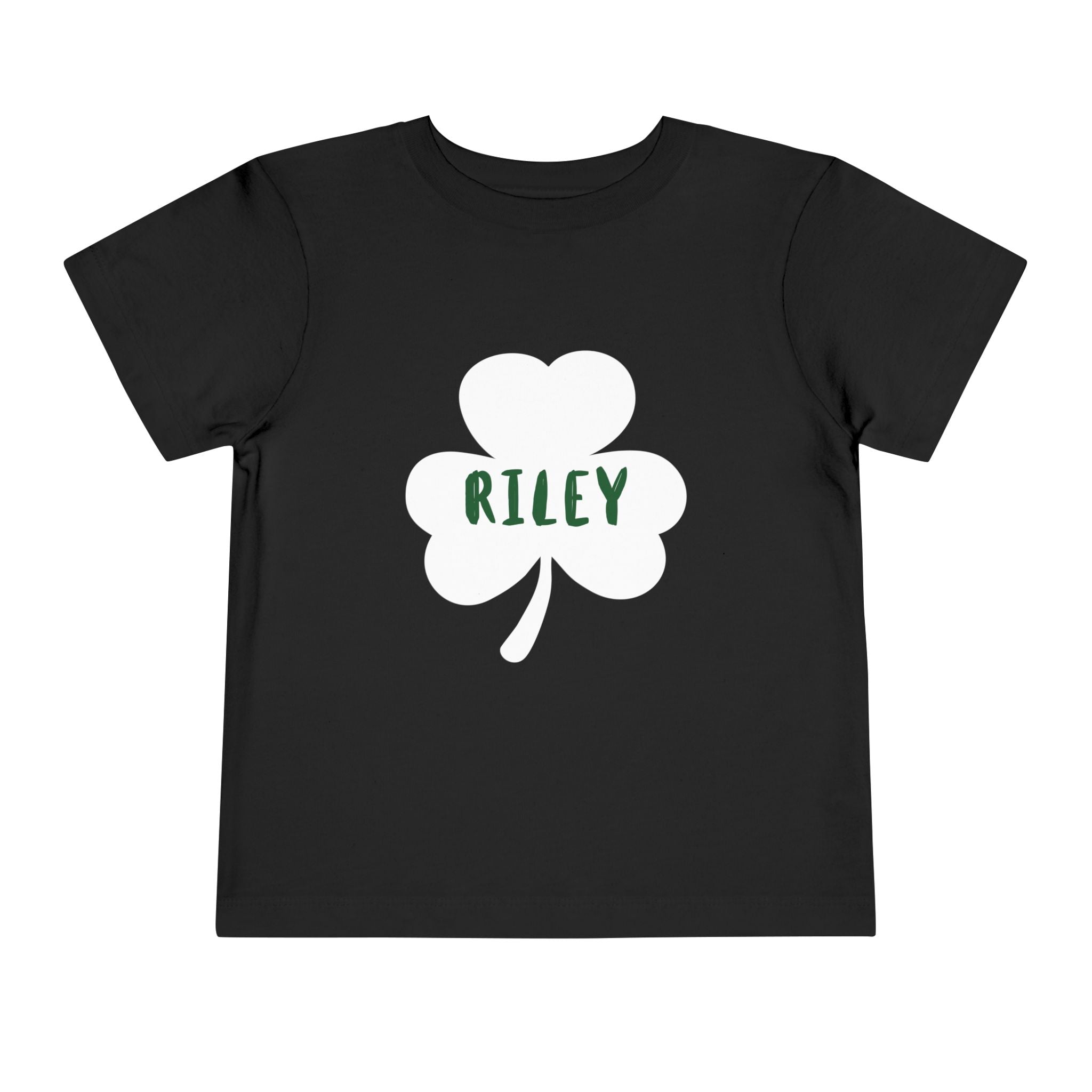 Personalized St Patrick's Day Toddler Short Sleeve Tee with Shamrock Design