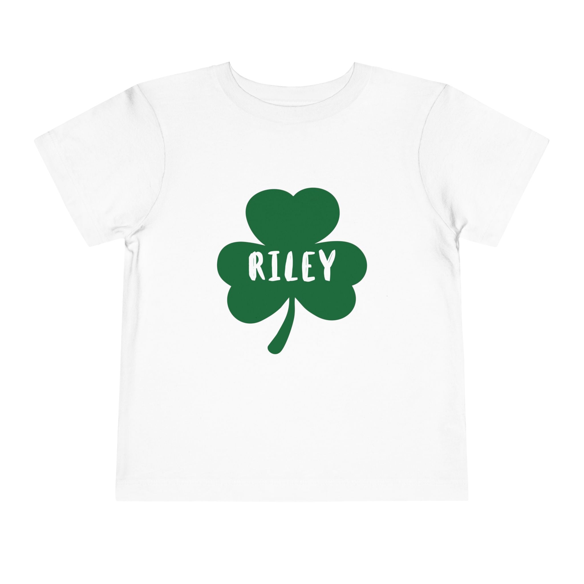 Personalized St Patrick's Day Toddler Short Sleeve Tee with Shamrock Design