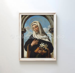 St. Catherine of Siena | DIGITAL OIL PAINT | Catholic Printable | Catholic Art | Patron Saint | Digital Download