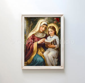 St. Anne | DIGITAL OIL PAINT | Catholic Printable | Catholic Art | Patron Saint | Digital Download