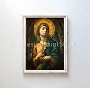 St. Apollonia | DIGITAL OIL PAINT | Catholic Printable | Catholic Art | Patron Saint | Digital Download