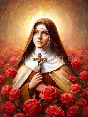St. Therese of Lisieux | DIGITAL OIL PAINT | Catholic Printable | Catholic Art | Patron Saint | Digital Download