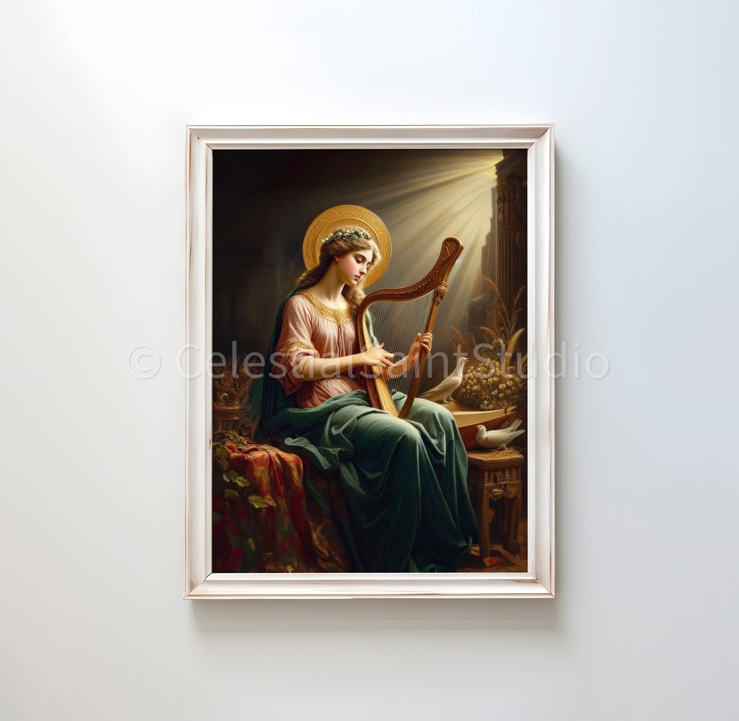 St. Cecilia | DIGITAL OIL PAINT | Catholic Printable | Catholic Art | Patron Saint | Digital Download