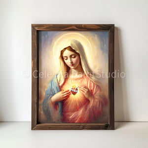 Immaculate Heart of Mary | Inmaculado Corazon De María | Mother of God | Our Lady | Catholic Printable | Digital Download | Catholic Art