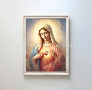 Immaculate Heart of Mary | Inmaculado Corazon De María | Mother of God | Our Lady | Catholic Printable | Digital Download | Catholic Art