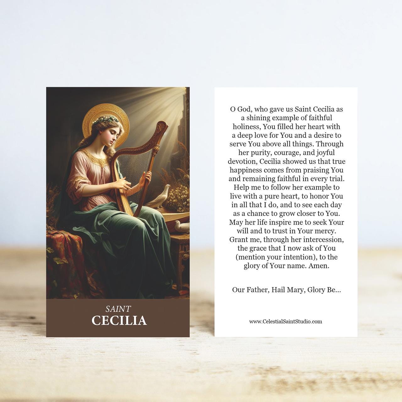 St. Cecilia Prayer Cards | Wallet Size | 100, 200, 500