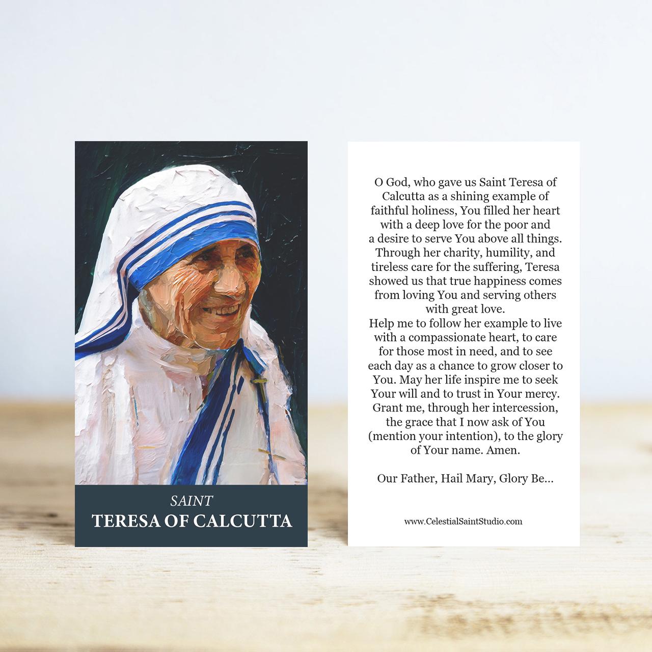 St. Teresa of Calcutta Prayer Cards | Wallet Size | 100, 200, 500