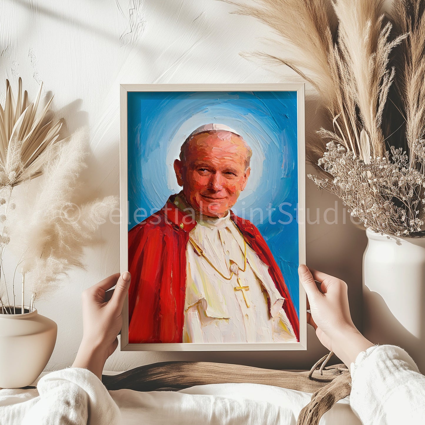 St. John Paul II | DIGITAL Oil Paint | Catholic Printable | Digital Download | Patron Saint | Catholic Art