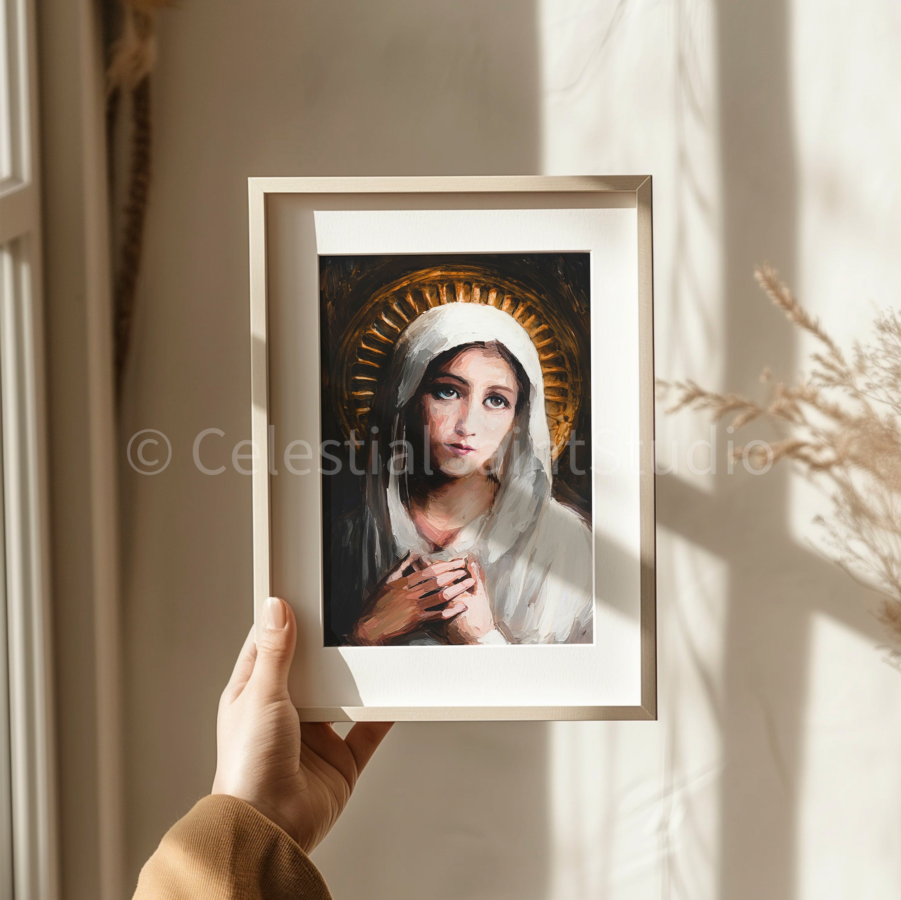 Blessed Virgin Mary | DIGITAL OIL PAINT | Catholic Printable | Digital Download | Patron Saint | Catholic Art