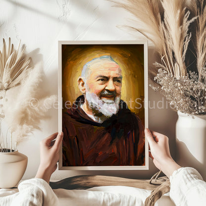 St. Padre Pio | DIGITAL OIL PAINT | Catholic Printable | Digital Download | Patron Saint | Catholic Art