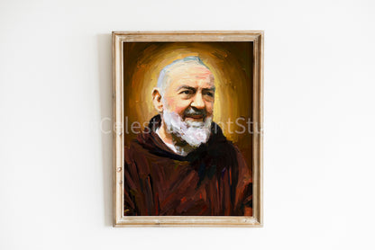 St. Padre Pio | DIGITAL OIL PAINT | Catholic Printable | Digital Download | Patron Saint | Catholic Art