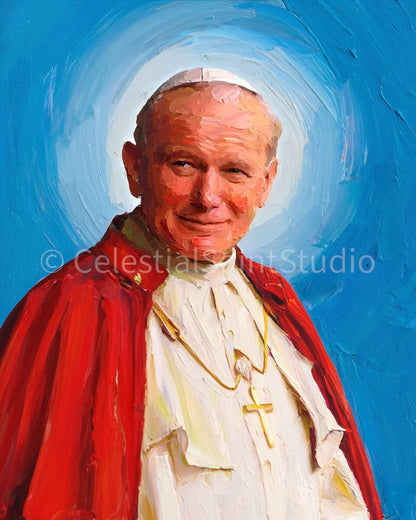 St. John Paul II | DIGITAL Oil Paint | Catholic Printable | Digital Download | Patron Saint | Catholic Art