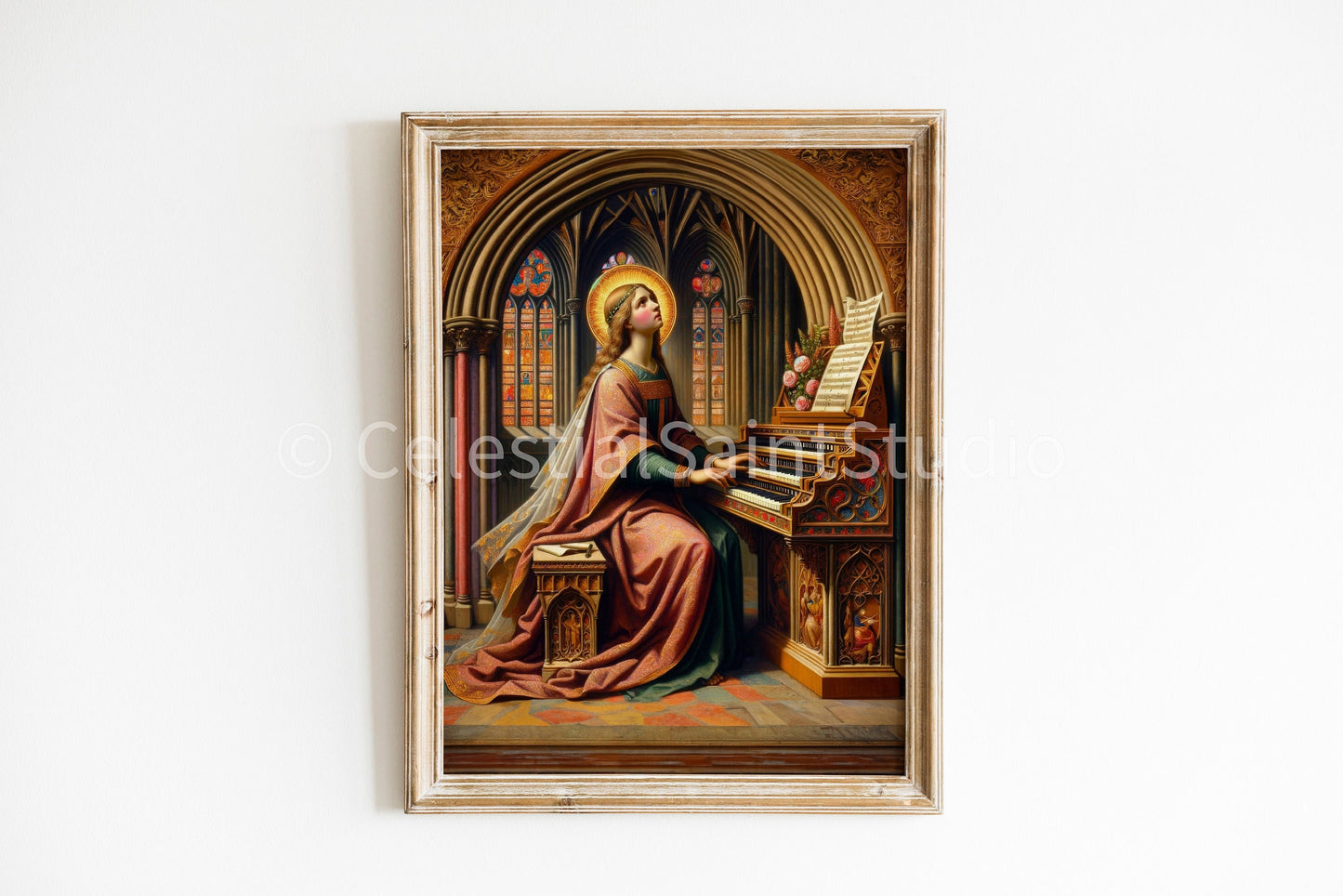 St. Cecilia | DIGITAL OIL PAINT | Catholic Printable | Catholic Art | Patron Saint | Digital Download