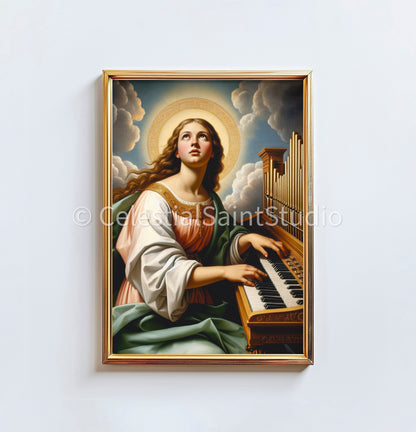 St. Cecilia | DIGITAL OIL PAINT | Catholic Printable | Catholic Art | Patron Saint | Digital Download