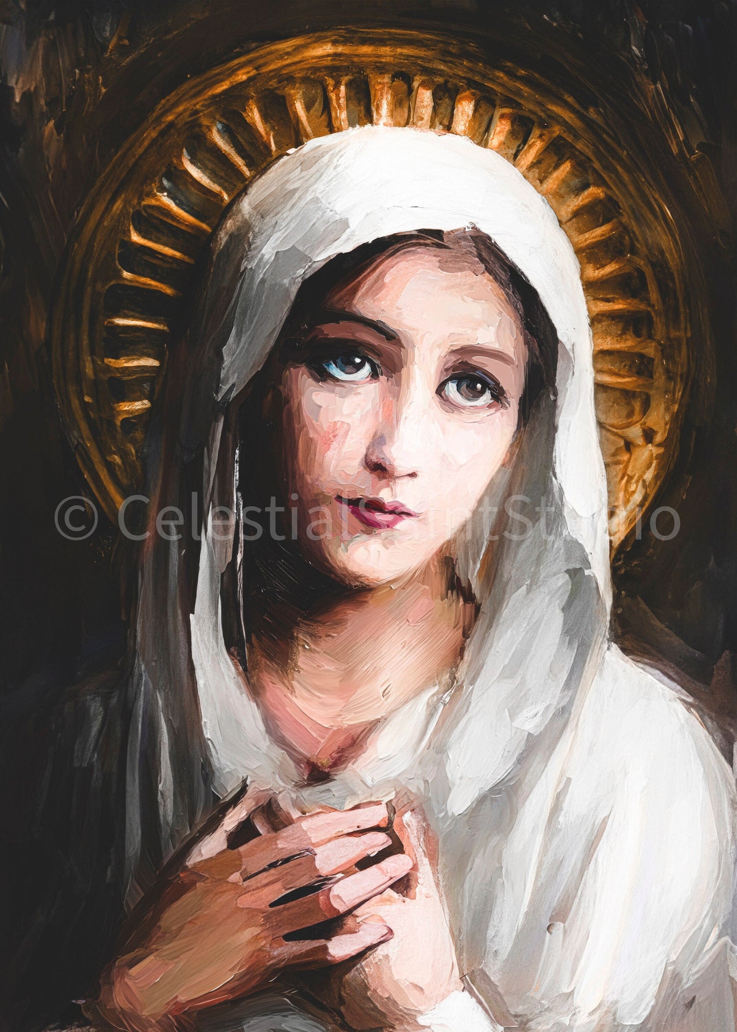 Blessed Virgin Mary | DIGITAL OIL PAINT | Catholic Printable | Digital Download | Patron Saint | Catholic Art