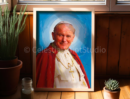 St. John Paul II | DIGITAL Oil Paint | Catholic Printable | Digital Download | Patron Saint | Catholic Art