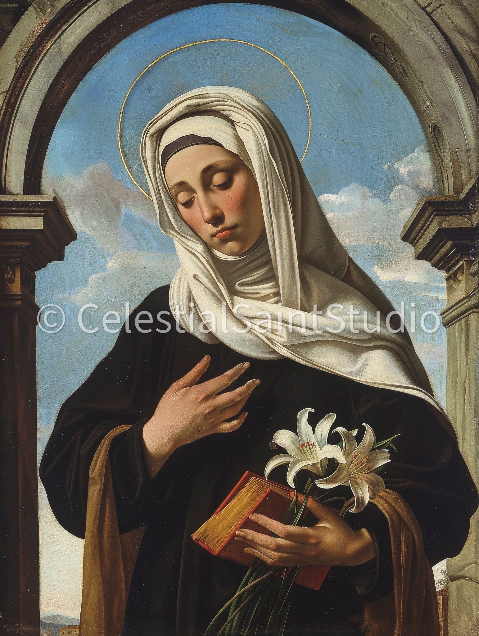 St. Catherine of Siena | DIGITAL OIL PAINT | Catholic Printable | Catholic Art | Patron Saint | Digital Download