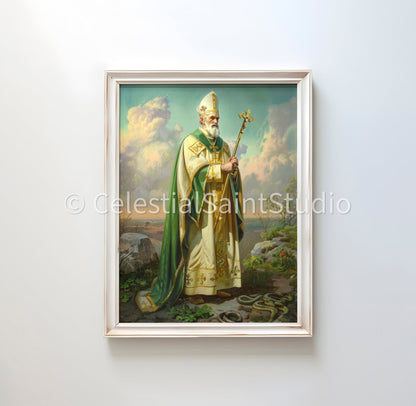 St. Patrick | DIGITAL OIL PAINT | Catholic Printable | Catholic Art | Patron Saint | Digital Download