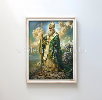 St. Patrick | DIGITAL OIL PAINT | Catholic Printable | Catholic Art | Patron Saint | Digital Download