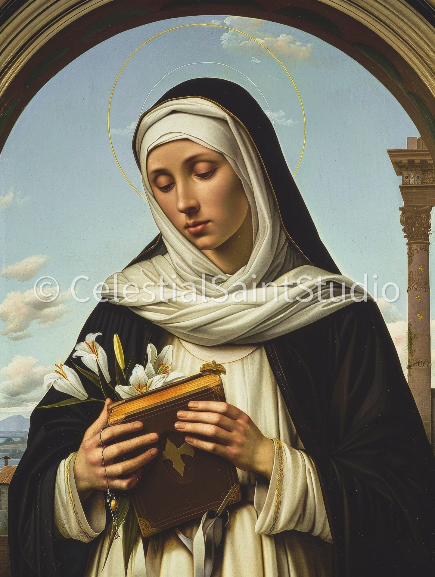 St. Catherine of Siena | DIGITAL OIL PAINT | Catholic Printable | Catholic Art | Patron Saint | Digital Download