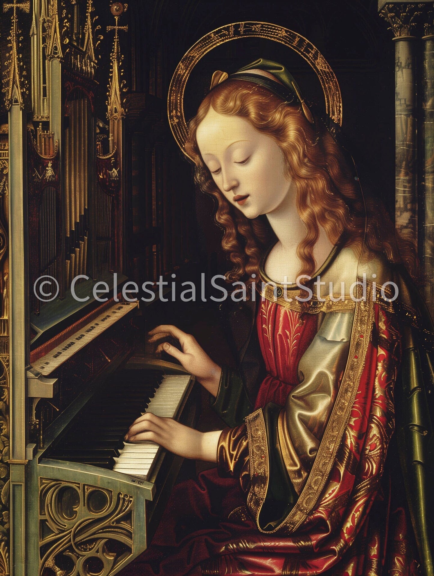 St. Cecilia | DIGITAL OIL PAINT | Catholic Printable | Catholic Art | Patron Saint | Digital Download