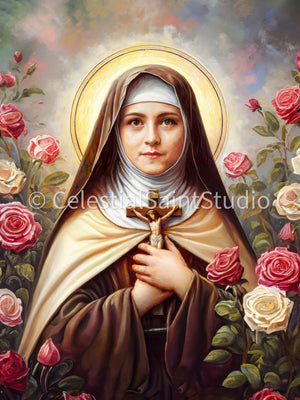 St. Therese of Lisieux | DIGITAL OIL PAINT | Catholic Printable | Catholic Art | Patron Saint | Digital Download