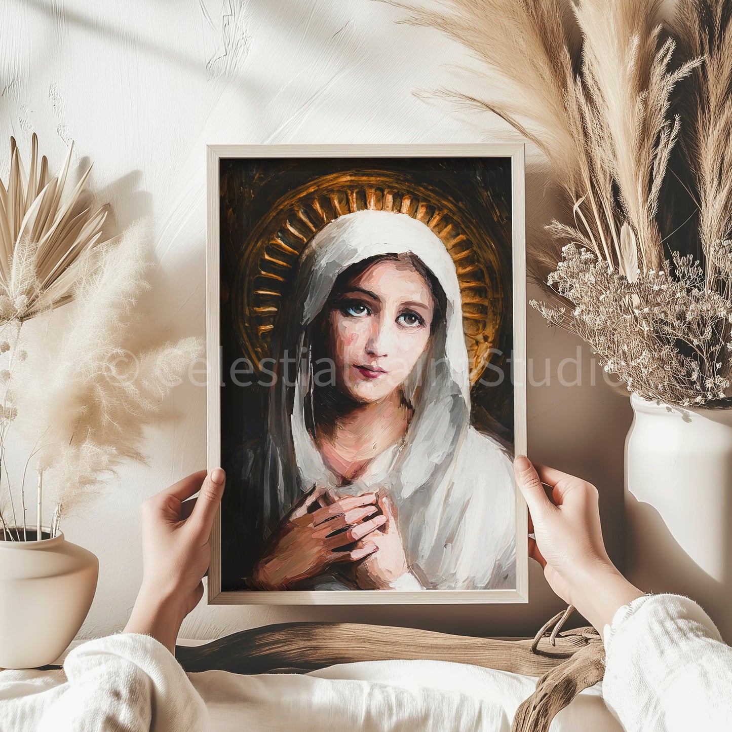 Blessed Virgin Mary | DIGITAL OIL PAINT | Catholic Printable | Digital Download | Patron Saint | Catholic Art