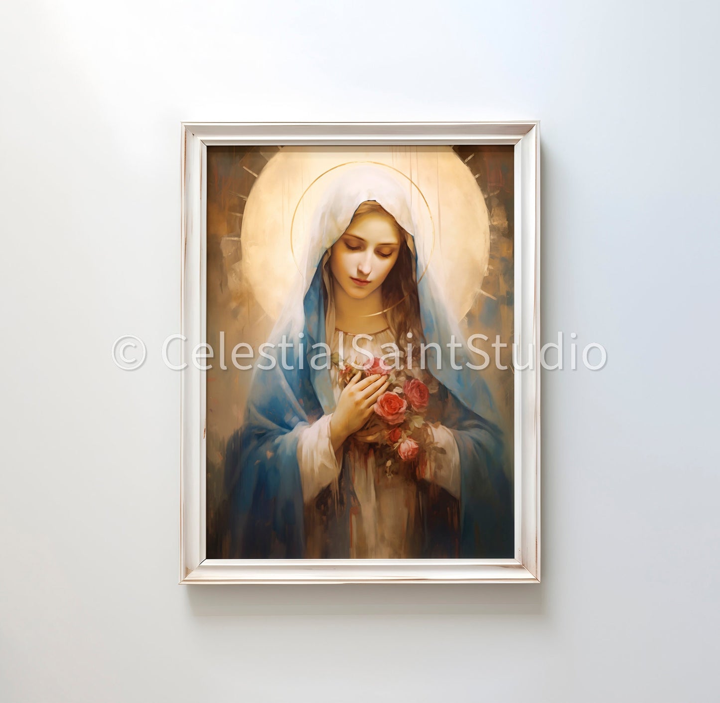 Blessed Virgin Mary | Our Lady | DIGITAL OIL PAINT | Catholic Printable | Digital Download | Catholic Art