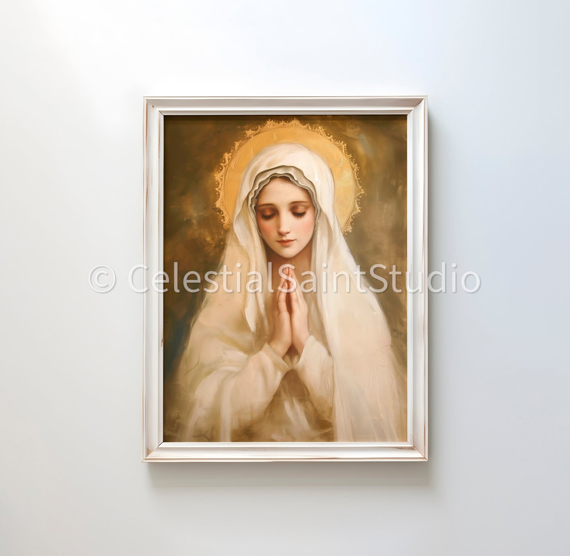 Blessed Virgin Mary | Our Lady | DIGITAL OIL PAINT | Catholic Printable | Digital Download | Patron Saint | Catholic Art