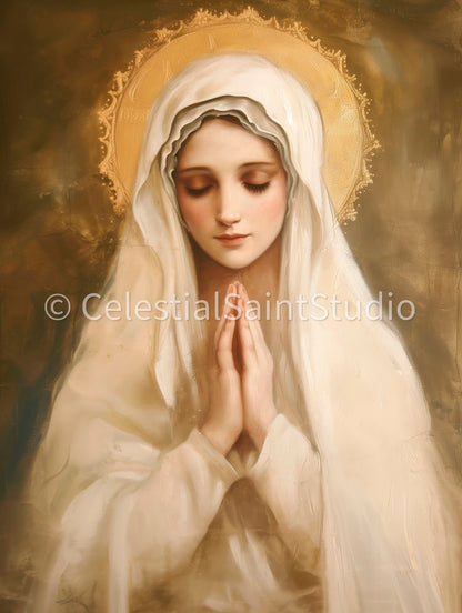 Blessed Virgin Mary | Our Lady | DIGITAL OIL PAINT | Catholic Printable | Digital Download | Patron Saint | Catholic Art