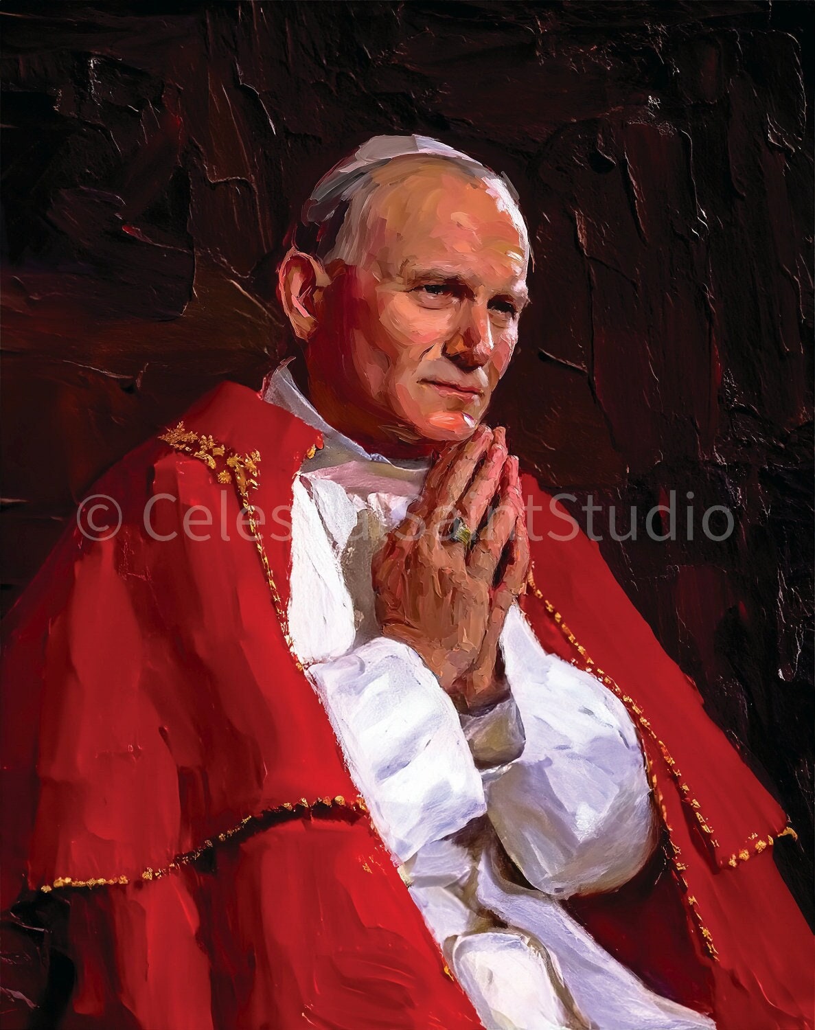 St. John Paul II | DIGITAL Oil Paint | Catholic Printable | Digital Download | Patron Saint | Catholic Art