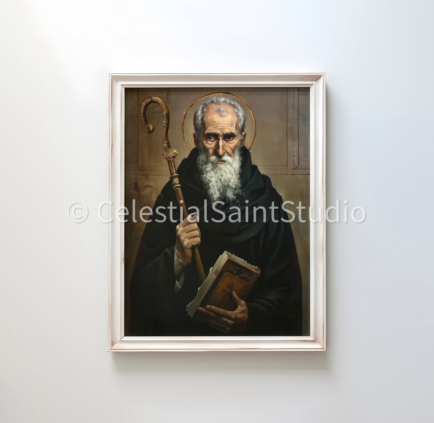 St. Benedict of Nursia | DIGITAL OIL PAINT | Catholic Printable | Catholic Art | Patron Saint | Digital Download