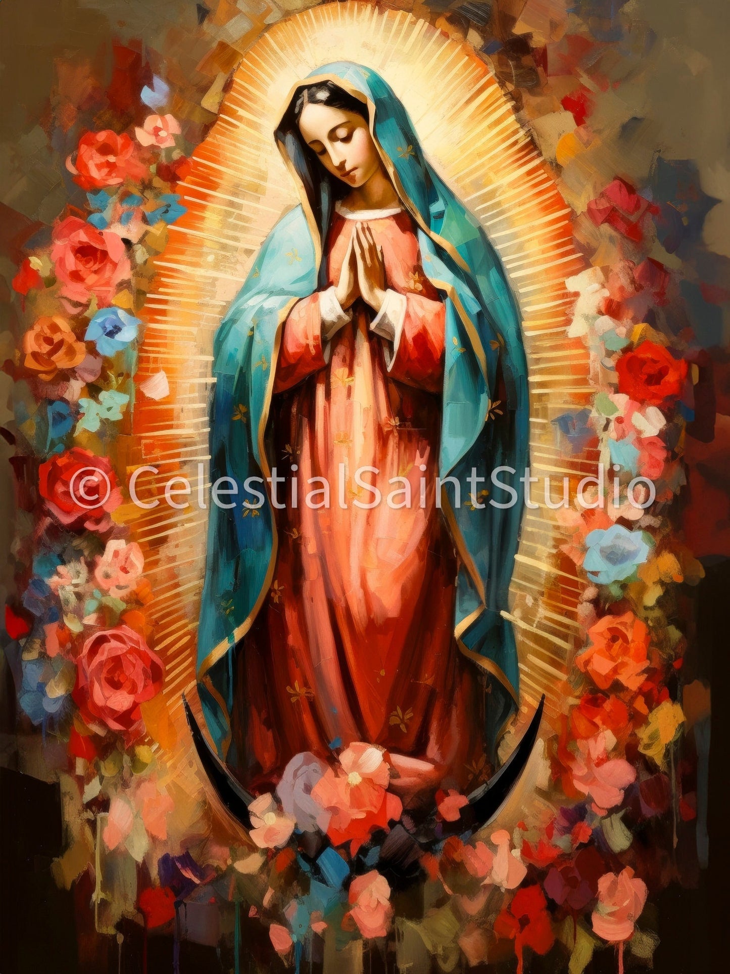 Our Lady of Guadalupe | DIGITAL OIL PAINT | Catholic Printable | Catholic Art | Digital Download