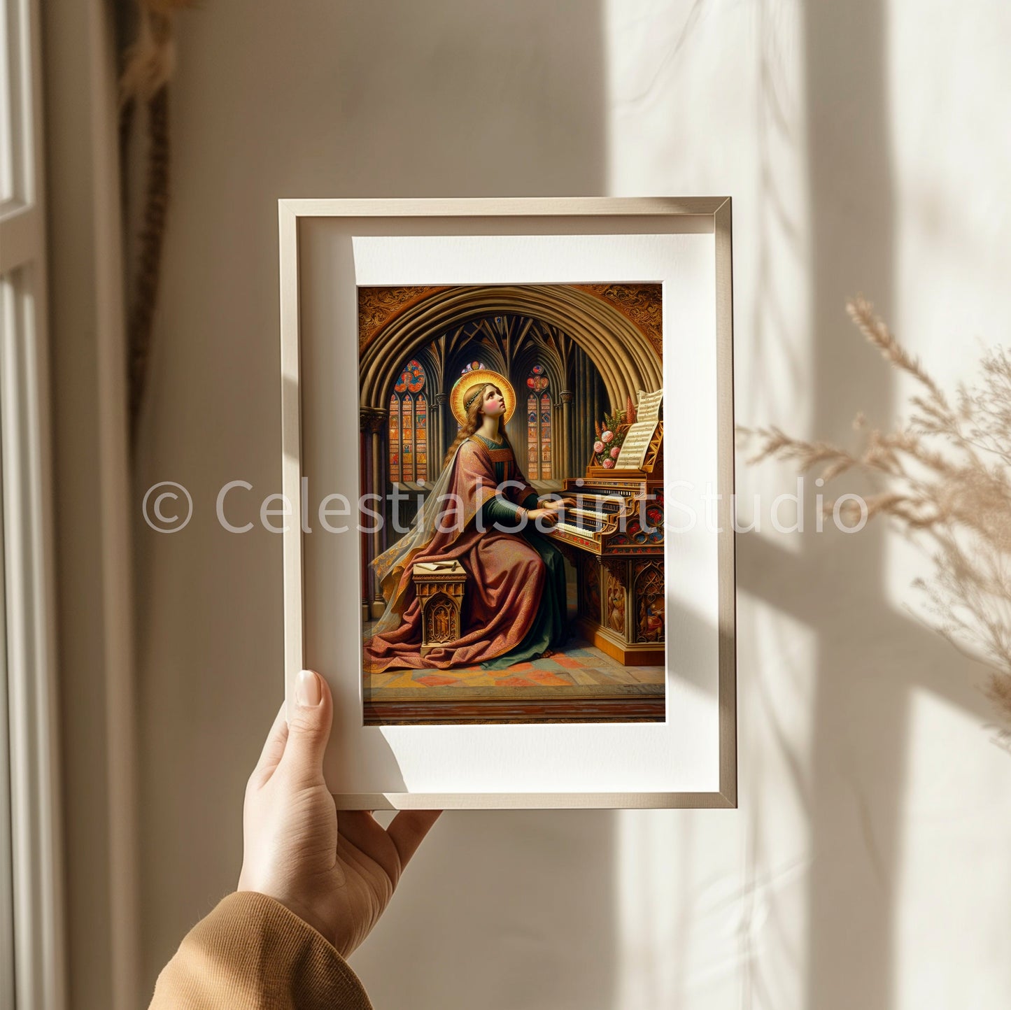 St. Cecilia | DIGITAL OIL PAINT | Catholic Printable | Catholic Art | Patron Saint | Digital Download