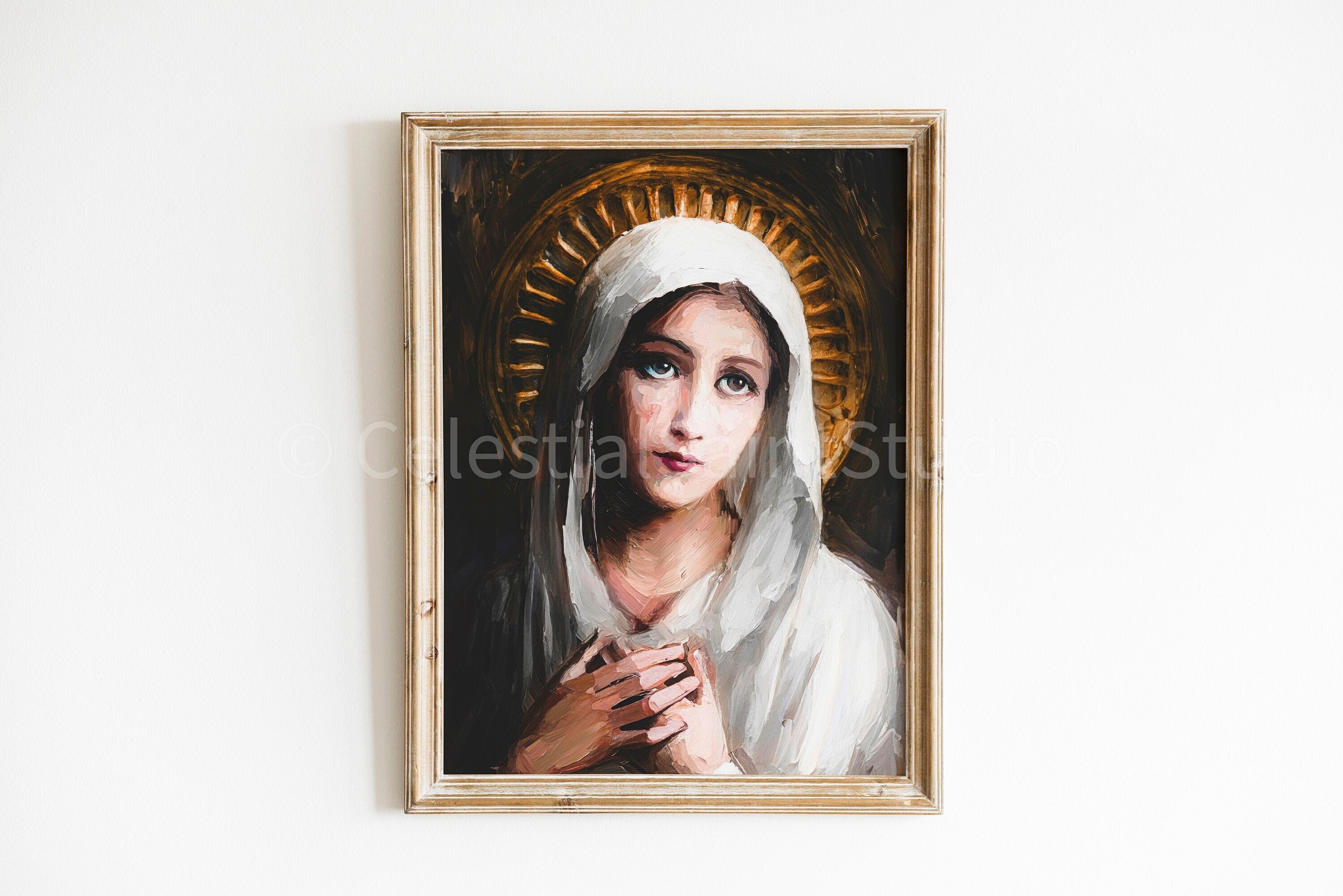 Blessed Virgin Mary | DIGITAL OIL PAINT | Catholic Printable | Digital Download | Patron Saint | Catholic Art