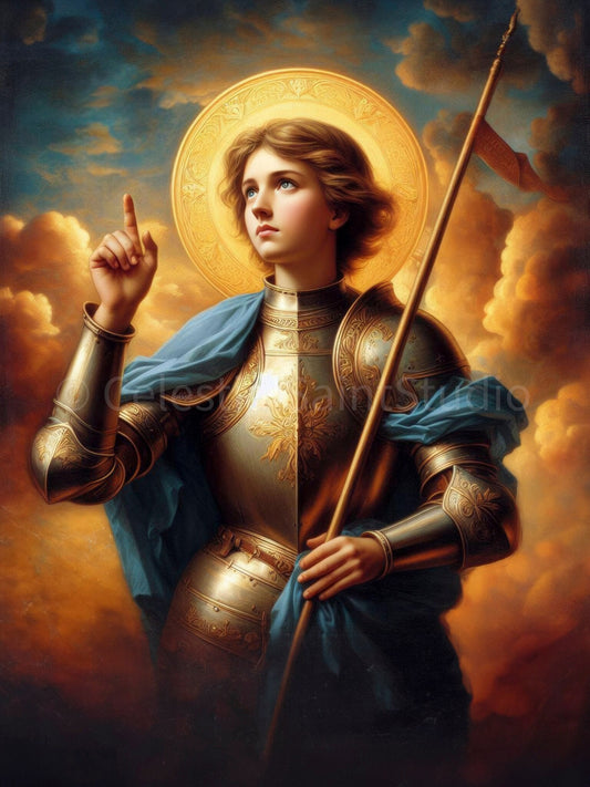 St. Joan of Arc | DIGITAL OIL PAINT | Catholic Printable | Patron Saint