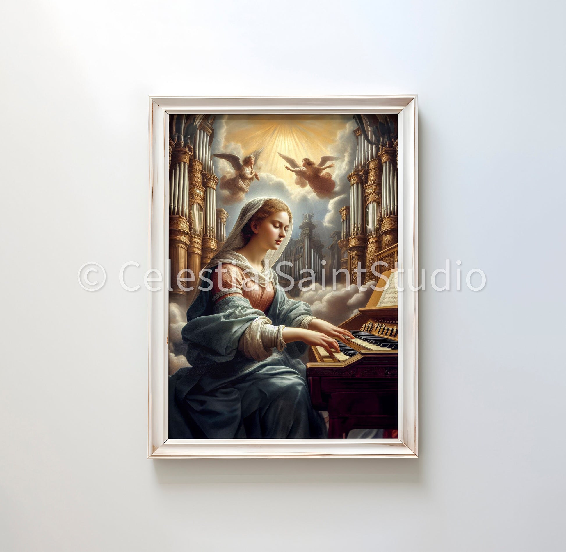 St. Cecilia | DIGITAL OIL PAINT | Catholic Printable | Catholic Art | Patron Saint | Digital Download