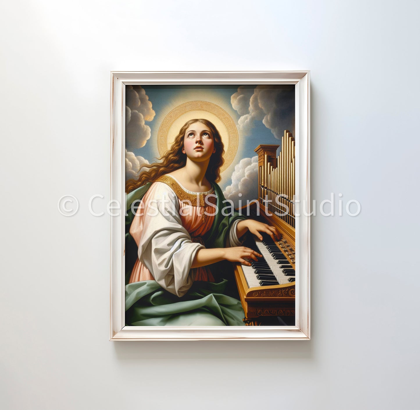 St. Cecilia | DIGITAL OIL PAINT | Catholic Printable | Catholic Art | Patron Saint | Digital Download