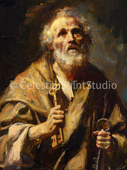 St. Peter | DIGITAL OIL PAINT | Catholic Printable | Catholic Art | Patron Saint | Digital Download