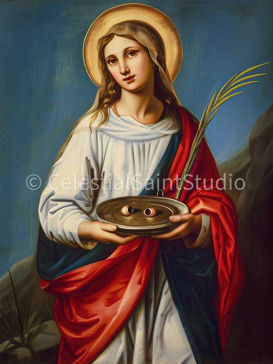 St. Lucy | DIGITAL OIL PAINT | Catholic Printable | Catholic Art | Patron Saint | Digital Download