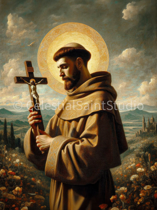 St. Francis of Assisi | DIGITAL OIL PAINT | Catholic Printable | Catholic Art | Patron Saint | Digital Download