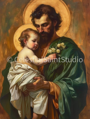 St. Joseph | DIGITAL OIL PAINT | Catholic Printable | Catholic Art | Patron Saint | Digital Download