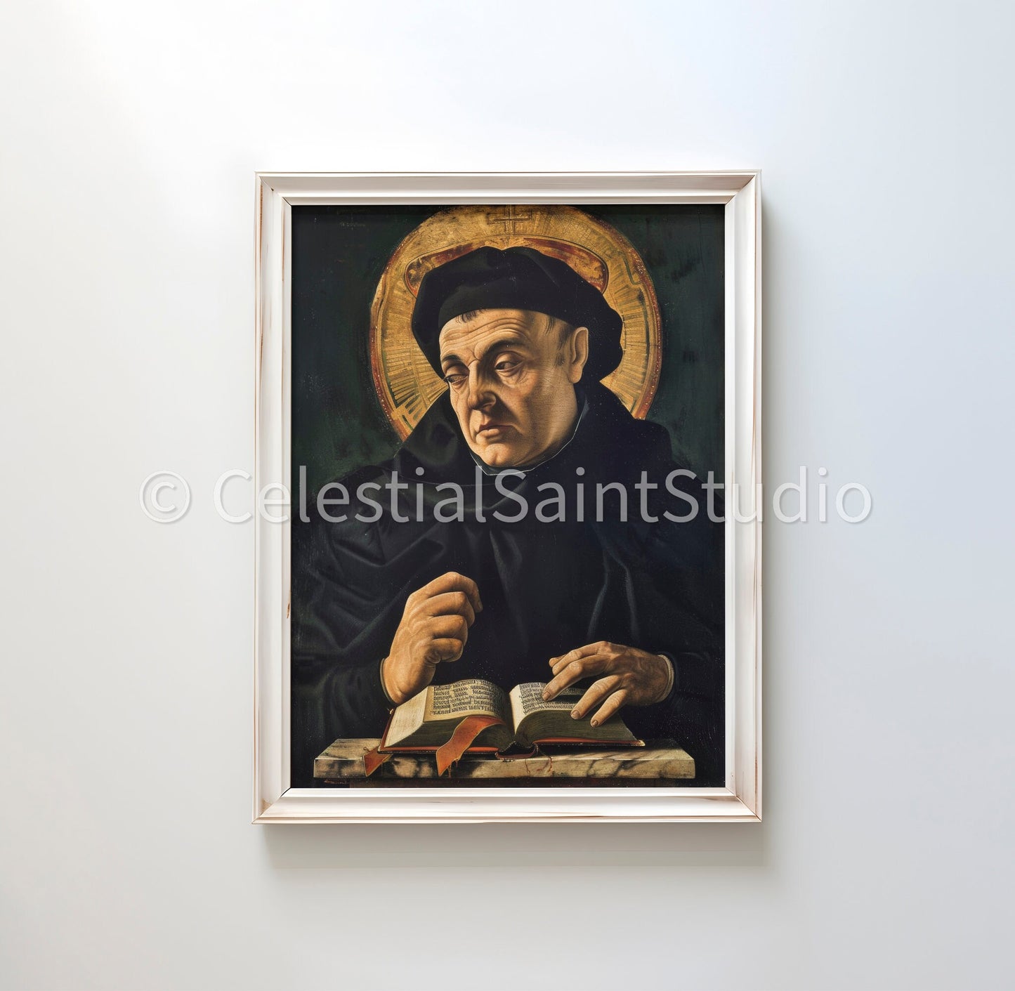 St. Thomas Aquinas | DIGITAL OIL PAINT | Catholic Printable | Catholic Art | Patron Saint | Digital Download