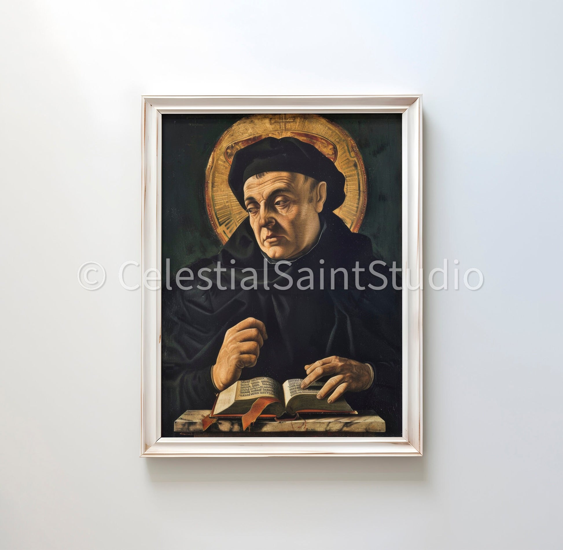 St. Thomas Aquinas | DIGITAL OIL PAINT | Catholic Printable | Catholic Art | Patron Saint | Digital Download