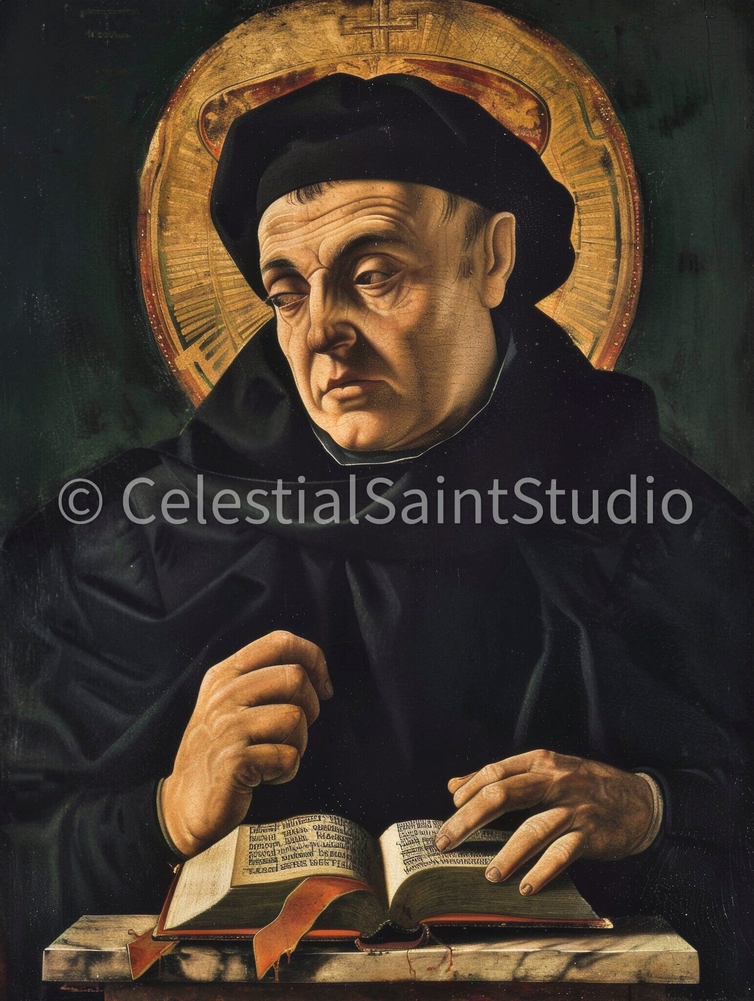 St. Thomas Aquinas | DIGITAL OIL PAINT | Catholic Printable | Catholic Art | Patron Saint | Digital Download