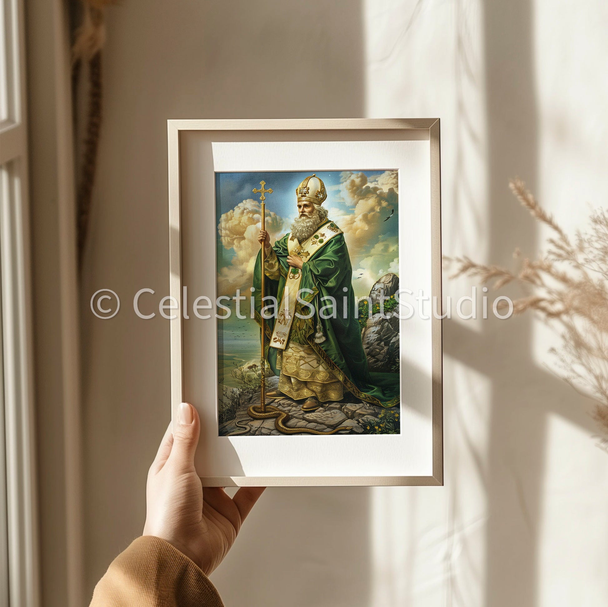 St. Patrick | DIGITAL OIL PAINT | Catholic Printable | Catholic Art | Patron Saint | Digital Download