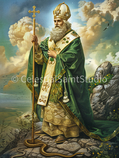 St. Patrick | DIGITAL OIL PAINT | Catholic Printable | Catholic Art | Patron Saint | Digital Download