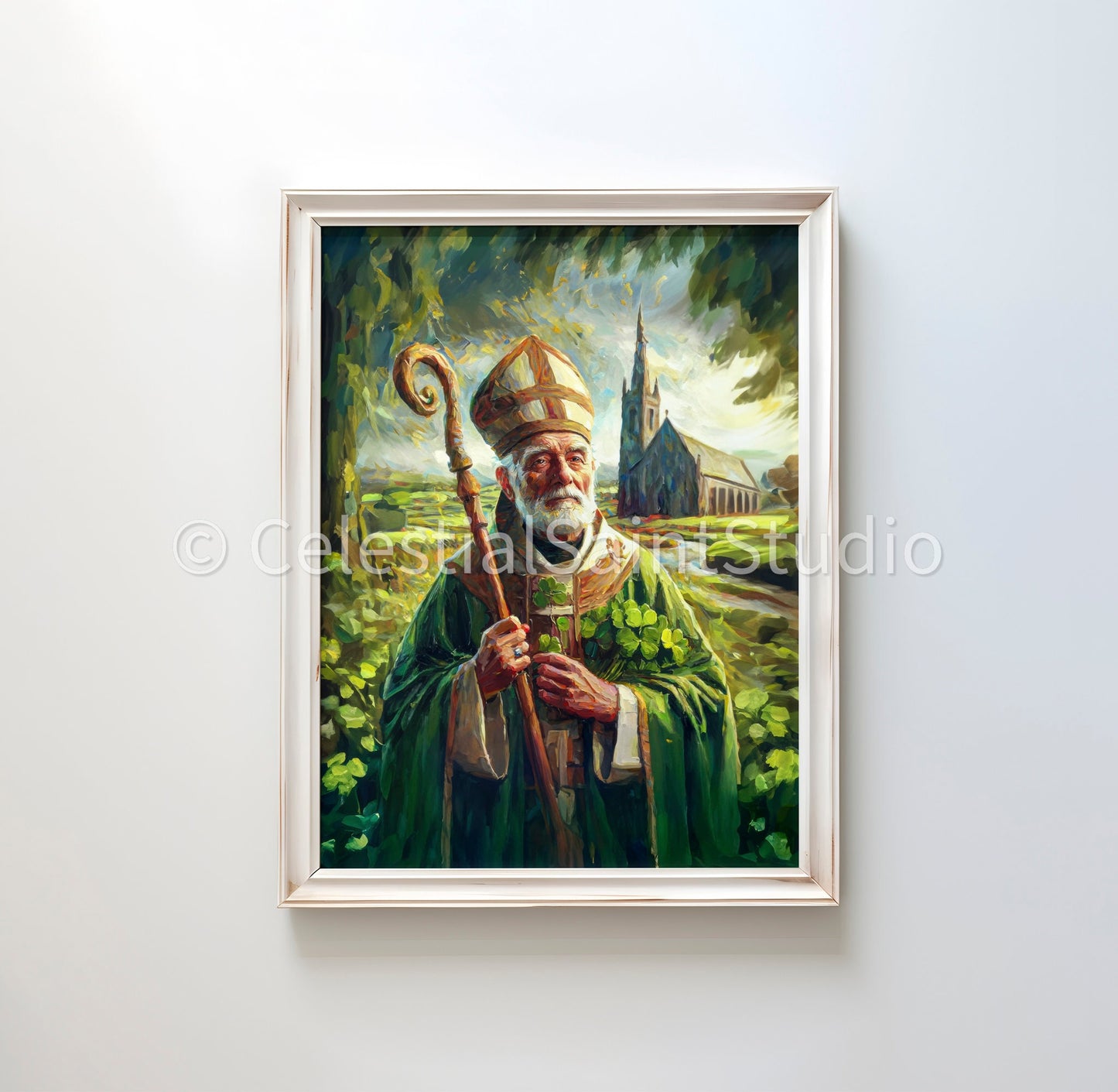 St. Patrick | DIGITAL OIL PAINT | Catholic Printable | Catholic Art | Patron Saint | Digital Download