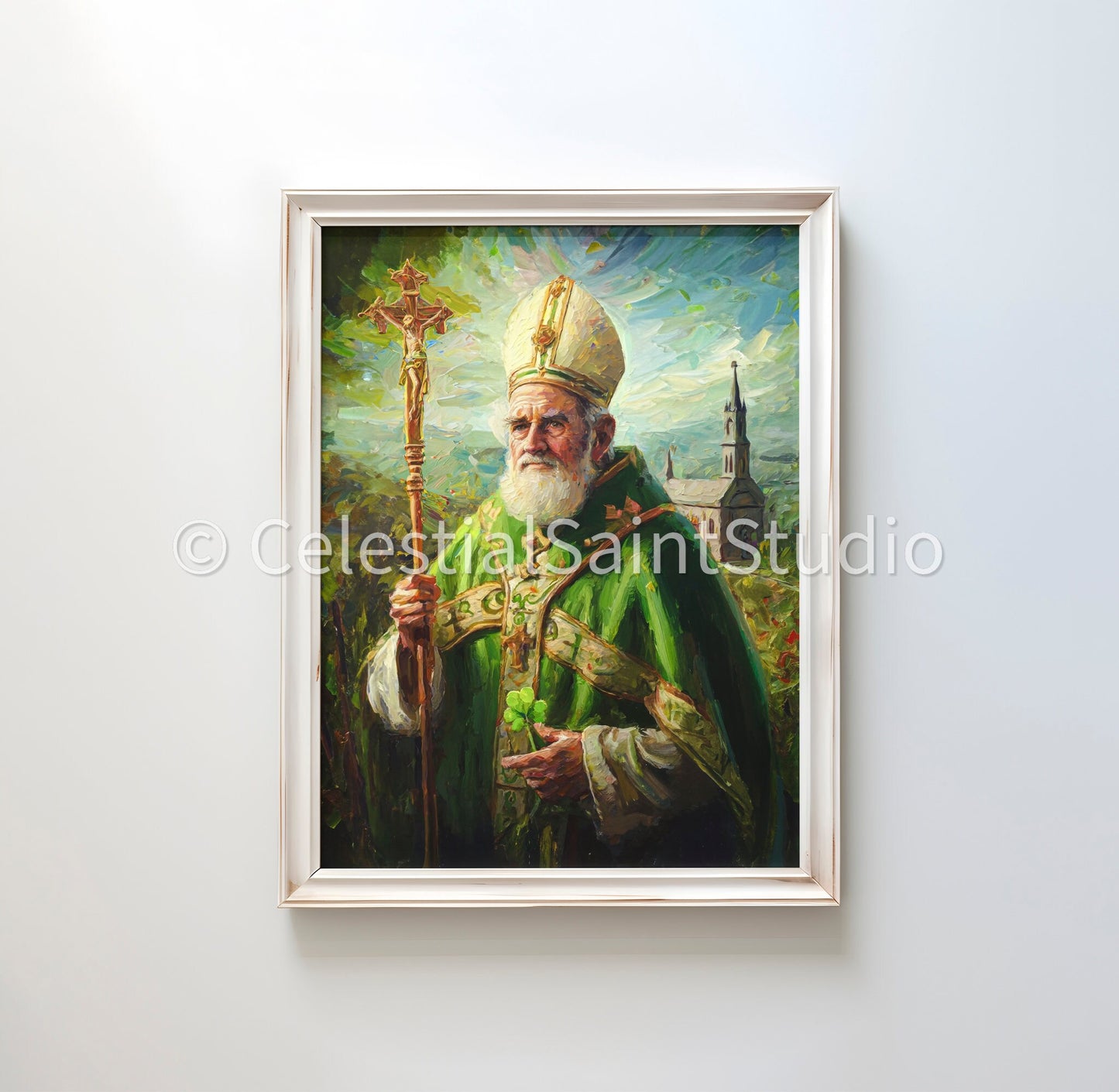 St. Patrick | DIGITAL OIL PAINT | Catholic Printable | Catholic Art | Patron Saint | Digital Download