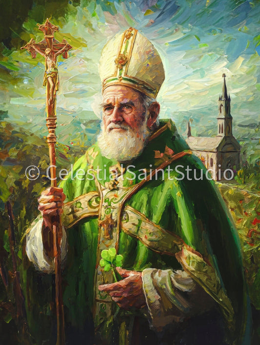 St. Patrick | DIGITAL OIL PAINT | Catholic Printable | Catholic Art | Patron Saint | Digital Download